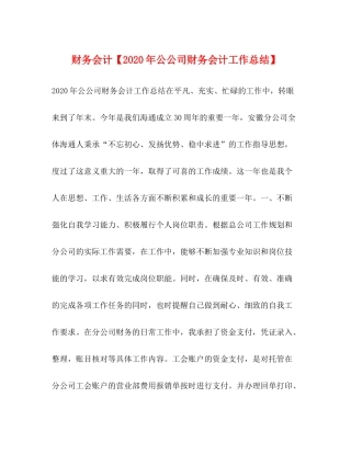 财务会计【年公公司财务会计工作总结】