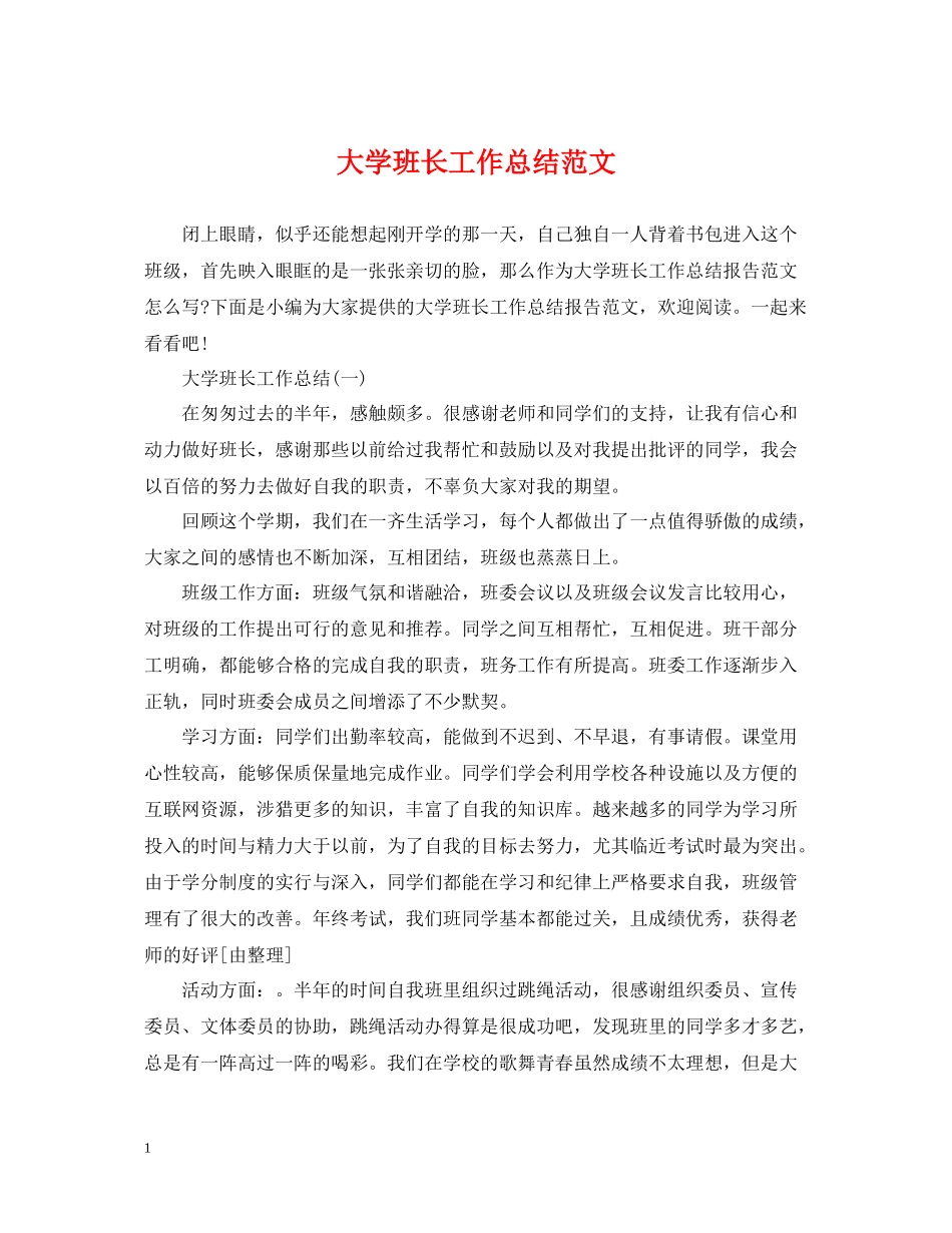 大学班长工作总结范文2_第1页