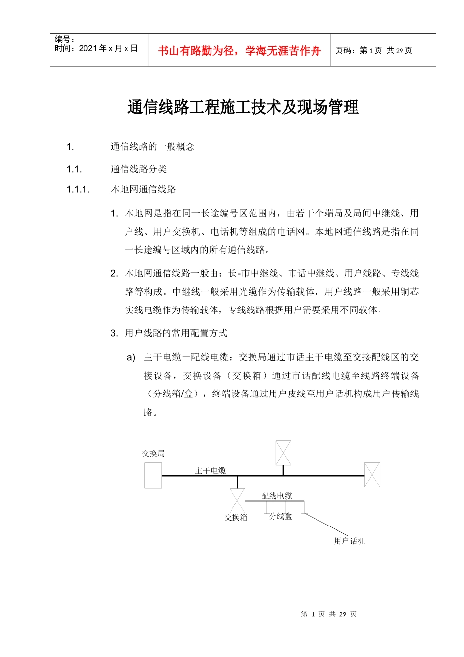 通信线路工程施工技术及现场管理_第1页