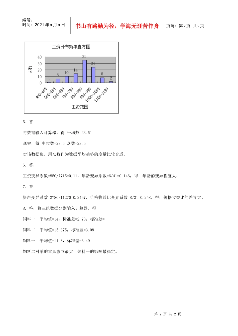 管理知识数学I作业（习题一）_第2页