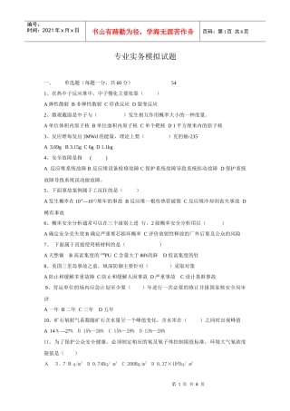 核安全专业实务_模拟试题02
