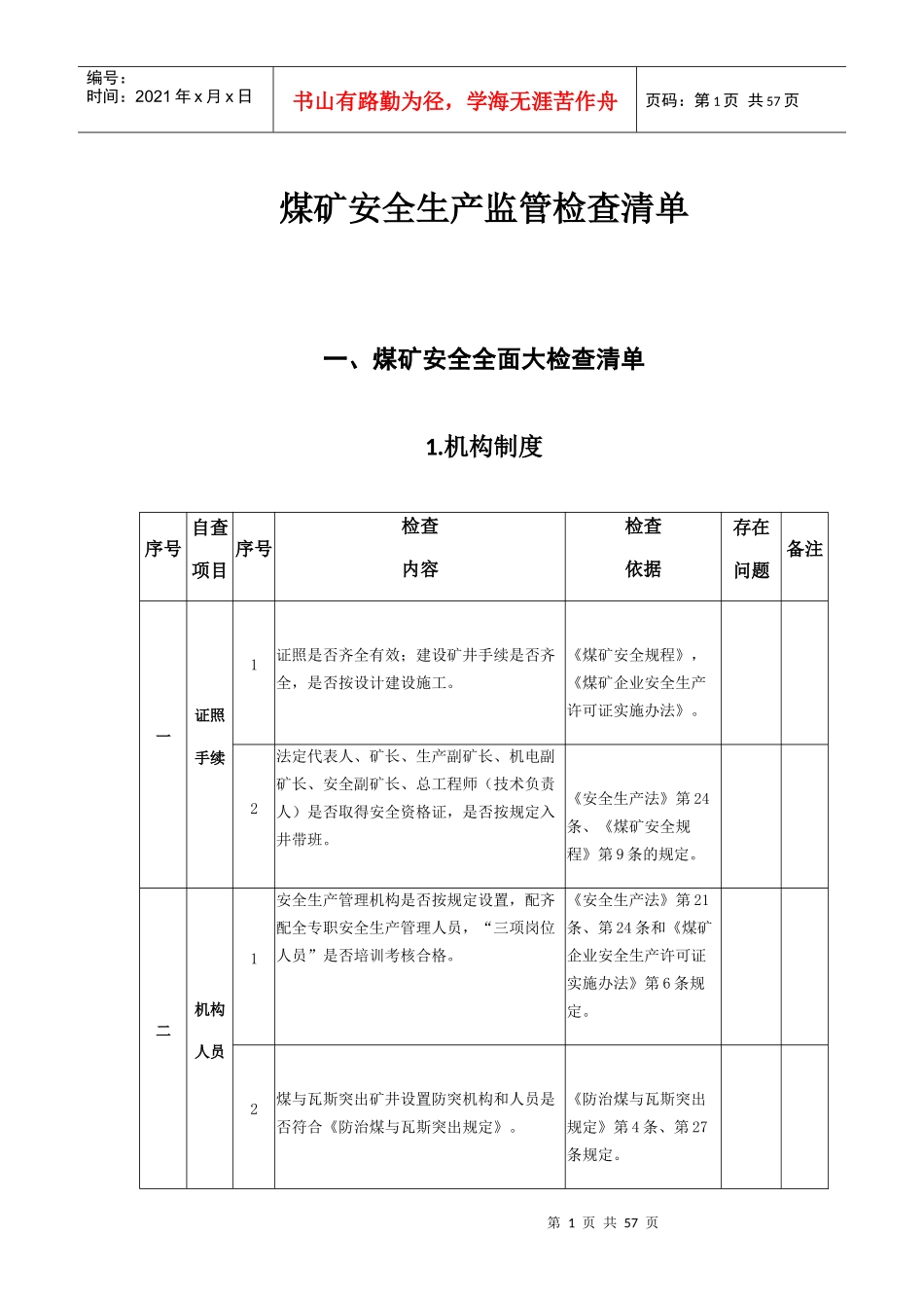 煤矿安全生产检查清单_第3页