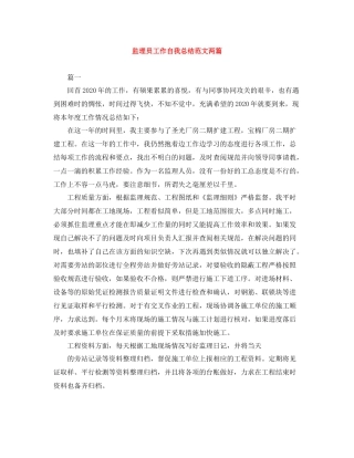 监理员工作自我总结范文两篇