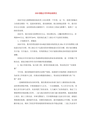 保险公司年终总结例文