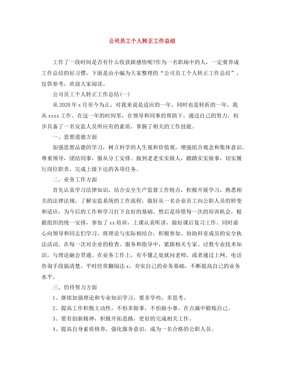 公司员工个人转正工作总结_第1页