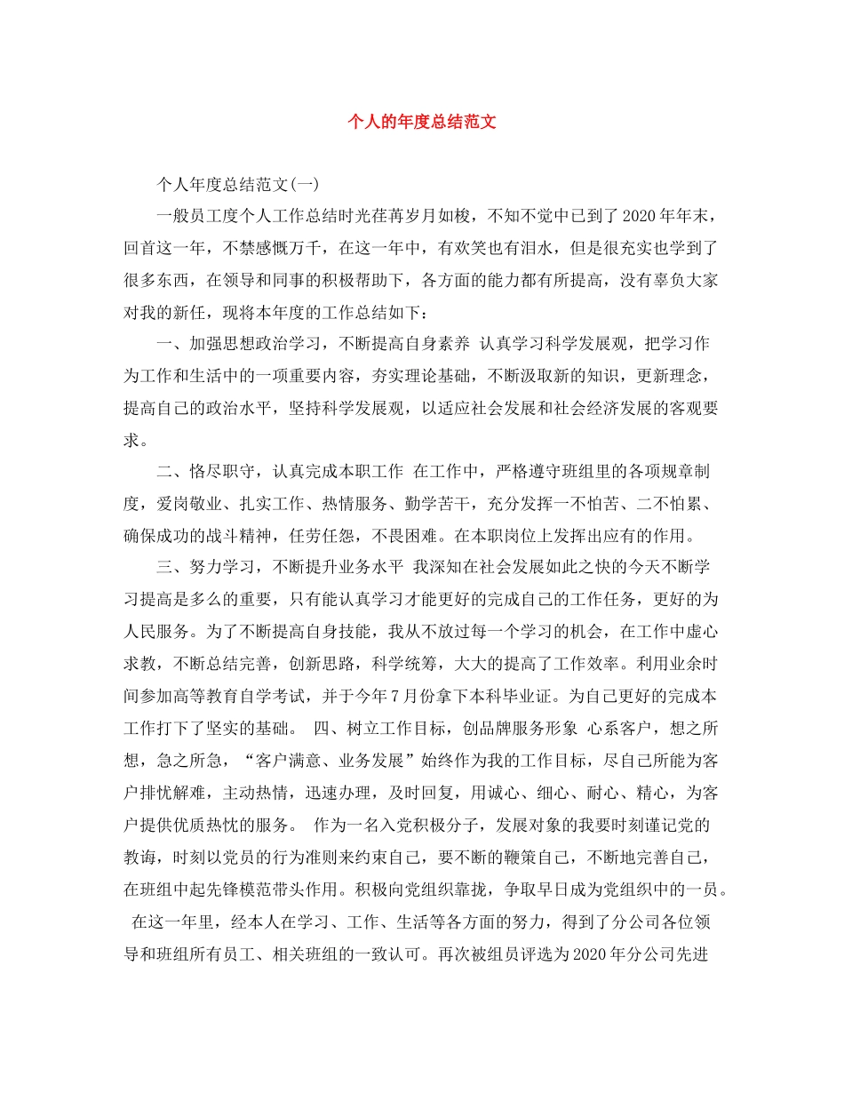 个人的年度总结范文_第1页