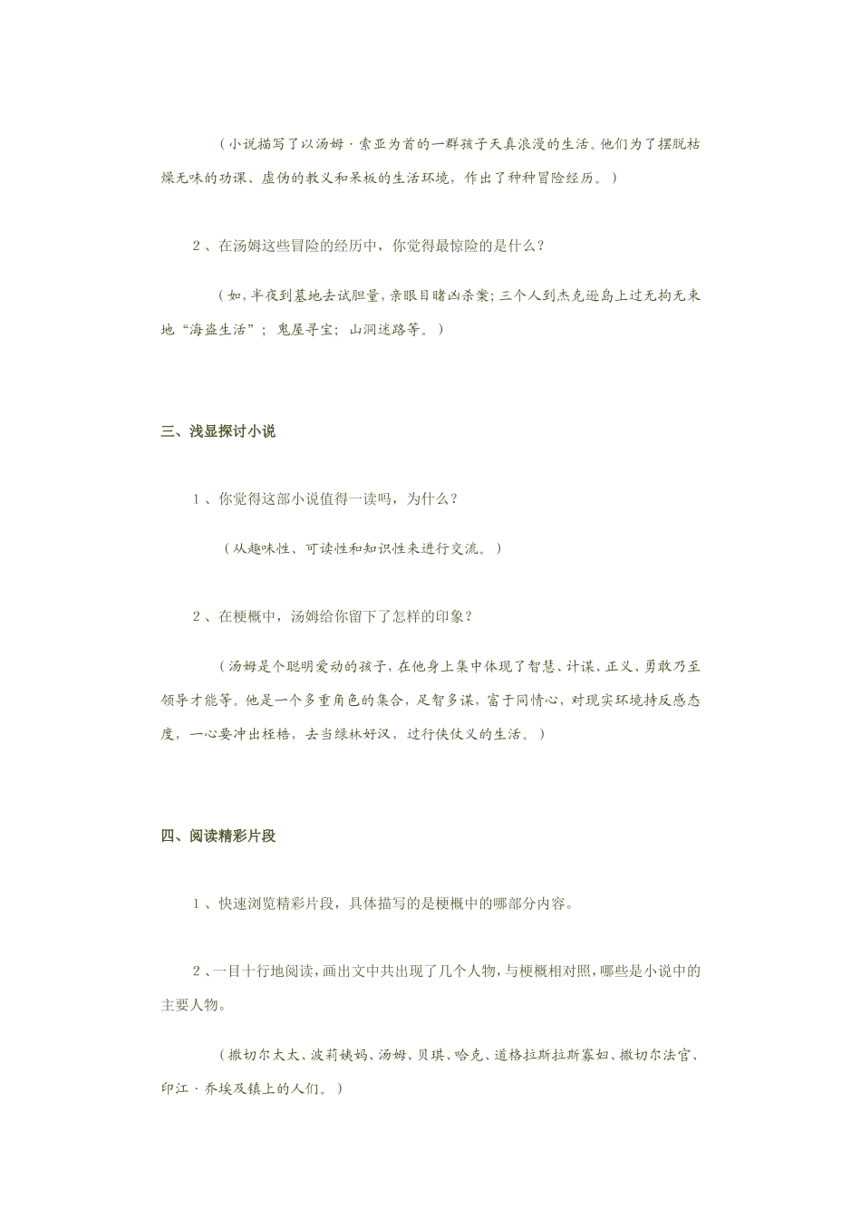 汤姆索亚历险记教学设计_第3页