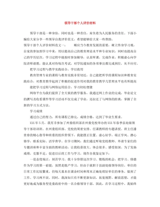 领导干部个人评价材料