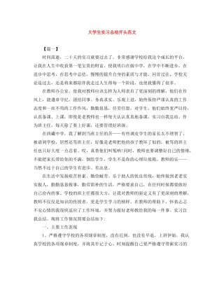 大学生实习总结开头范文
