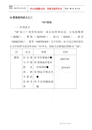 5S管理系列讲义之三--5S活动  Word 文档