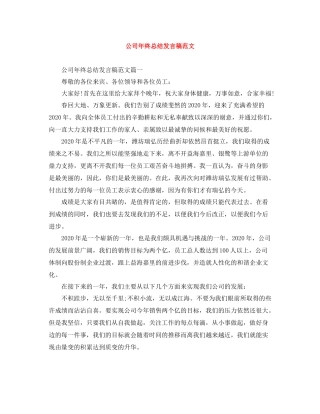 公司年终总结发言稿范文
