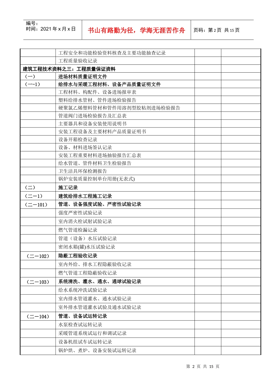 102建筑设备安装工程资料目录_第2页