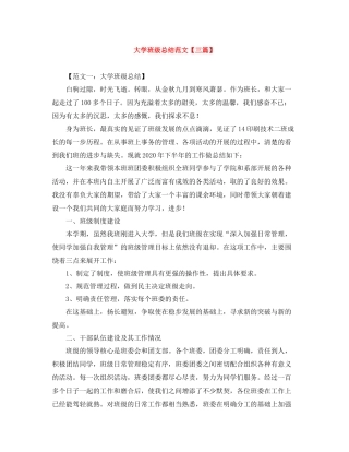 大学班级总结范文【三篇】