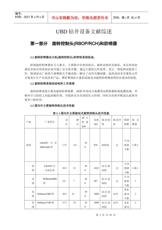 UBD钻井设备调研