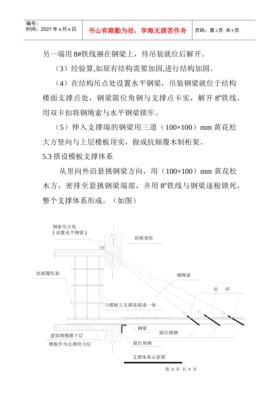 高空大跨度现浇悬挑结构钢索支撑体系施工工法_第3页