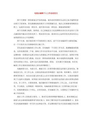 电视台编辑个人工作总结范文