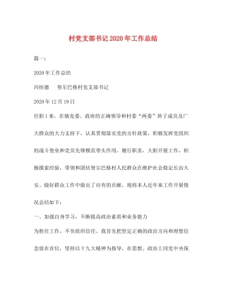 村党支部书记年工作总结