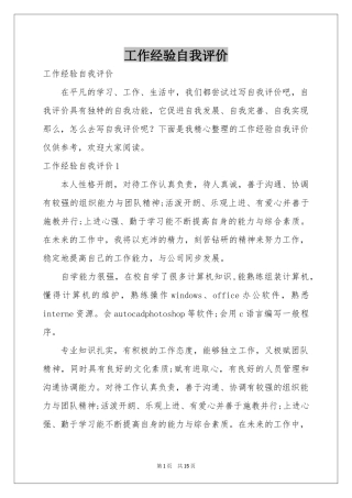 工作经验自我评价