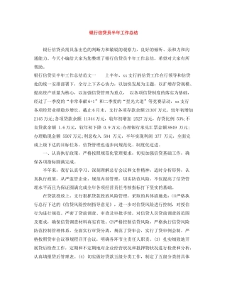 银行信贷员半年工作总结
