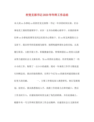 村党支部书记终工作总结