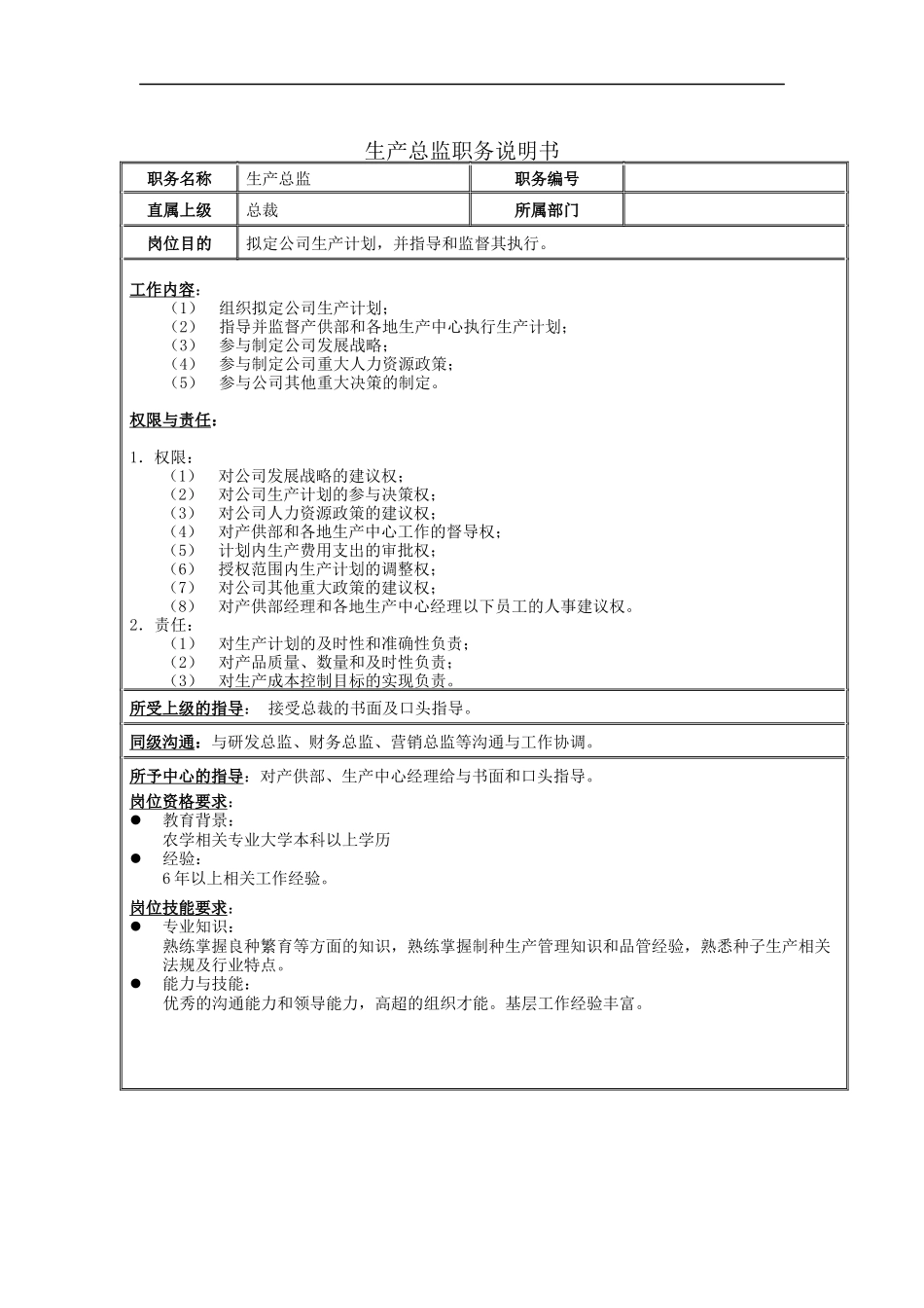 生产总监职务说明书_第1页