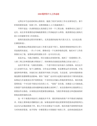 程序员个人工作总结