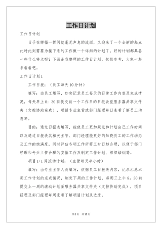 工作日参考计划