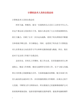 计算机技术人员的自我总结