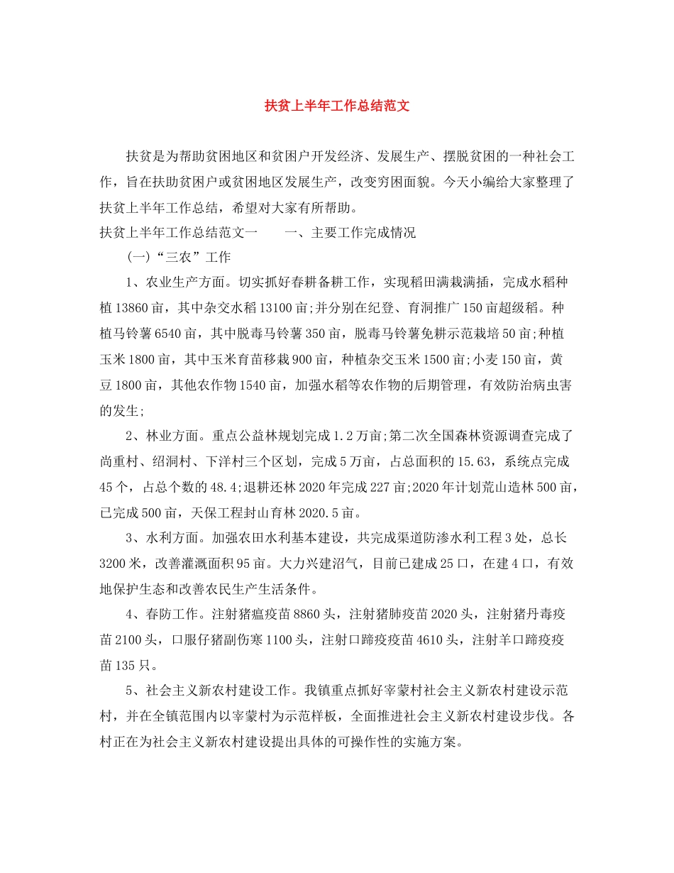 扶贫上半年工作总结范文_第1页