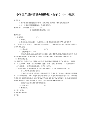 小学五年级体育课分腿腾越