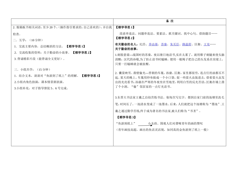 四年级下册第27课《鱼游到了纸上》生命课堂教学模式操作指引_第2页