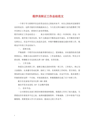 程序员转正工作总结范文