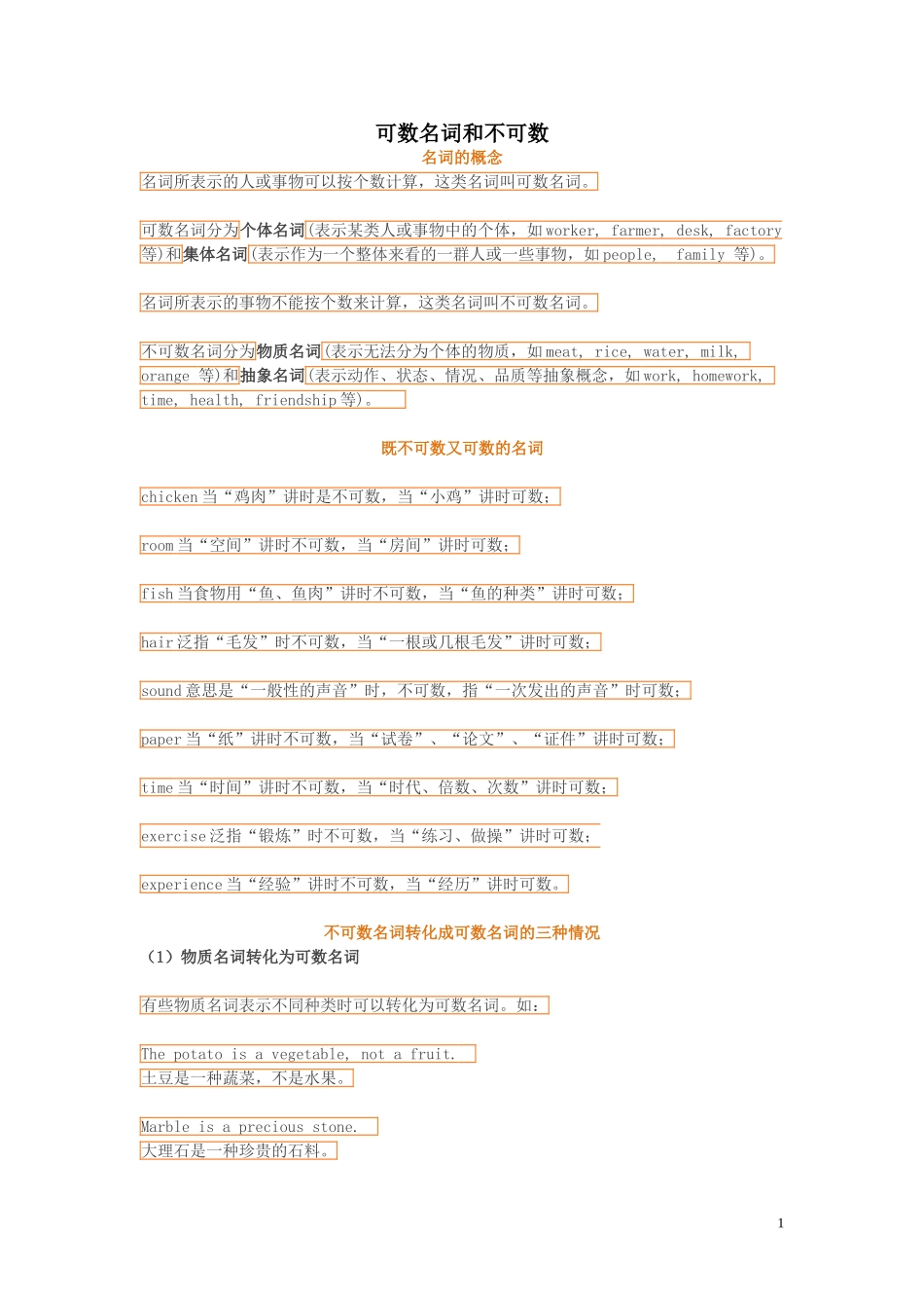 可数名词和不可数_第1页