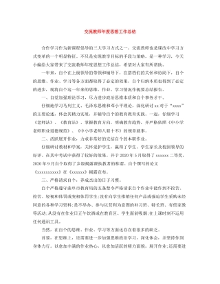 交流教师年度思想工作总结