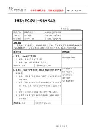 职位说明书-总装车间主任
