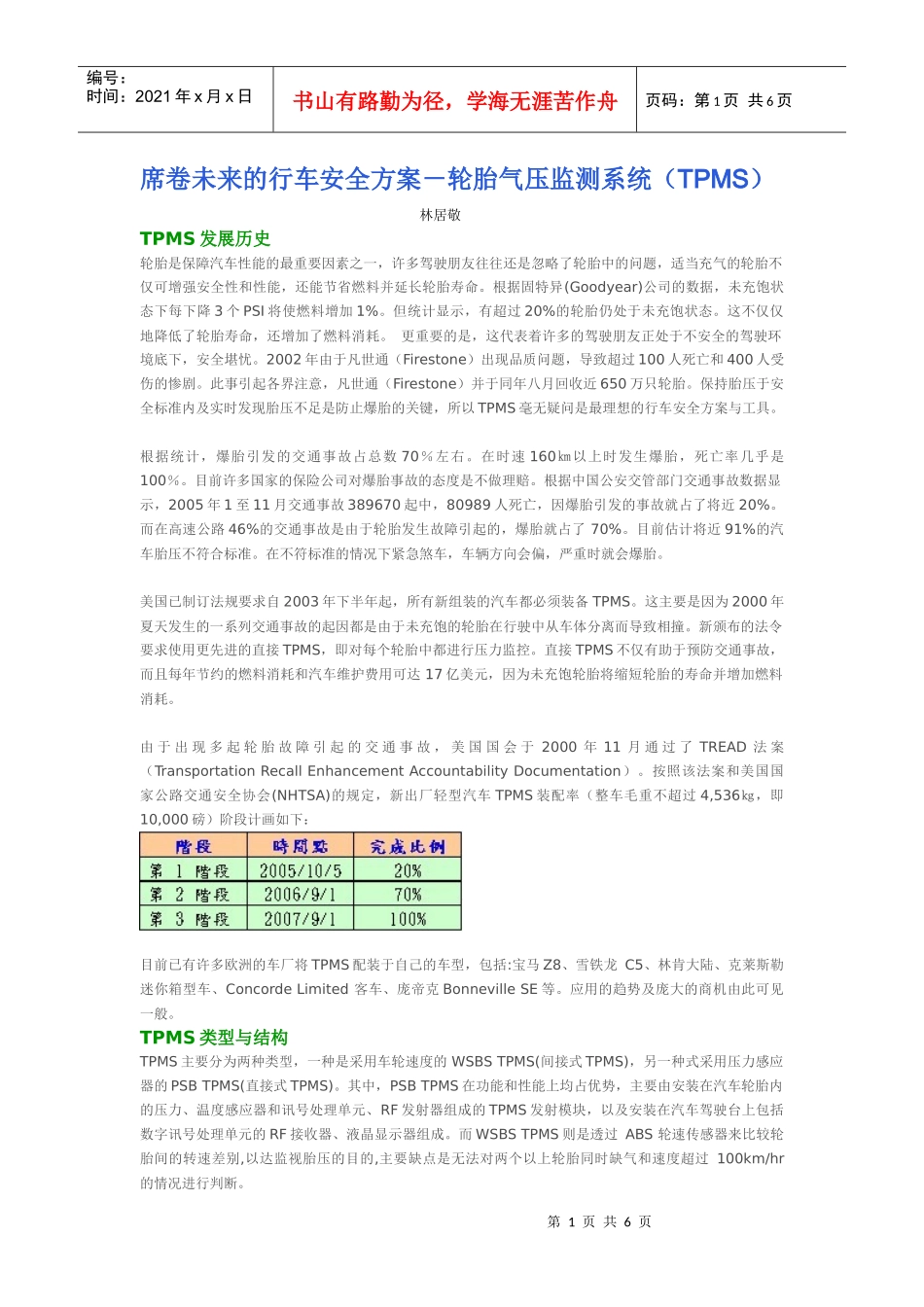 席卷未来的行车安全方案-轮胎气压监测系统(TPMS)_第1页