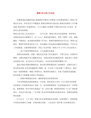 禁毒大队月度工作总结