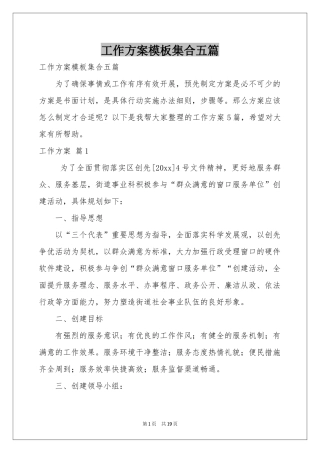 工作方案模板集合五篇