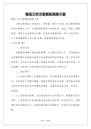 工作方案模板锦集十篇