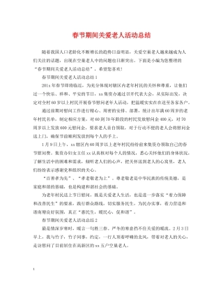 春节期间关爱老人活动总结