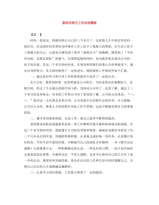 副科长转正工作总结模板