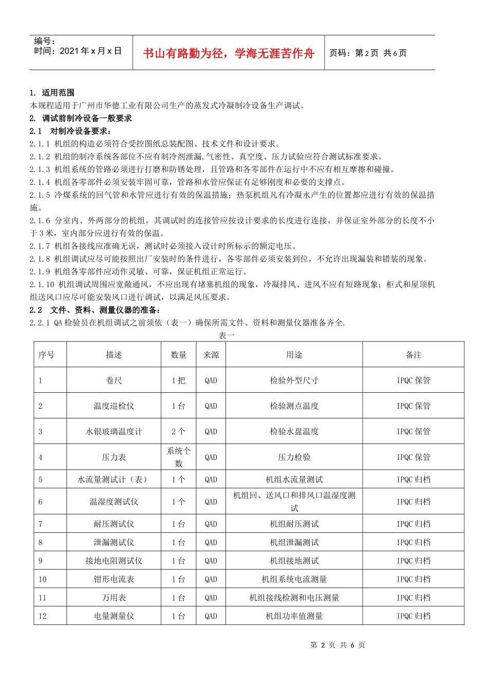 制冷设备在线调试作业指导书_第2页