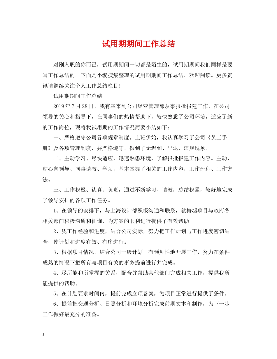试用期期间工作总结_第1页