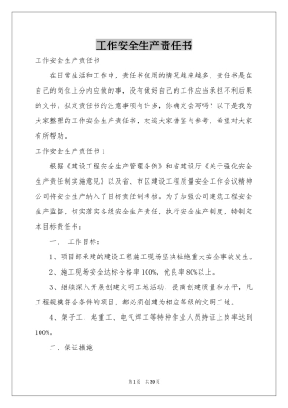 工作安全生产责任书
