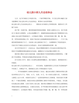幼儿园小班九月总结体会 