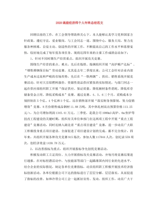 高级经济师个人年终总结范文