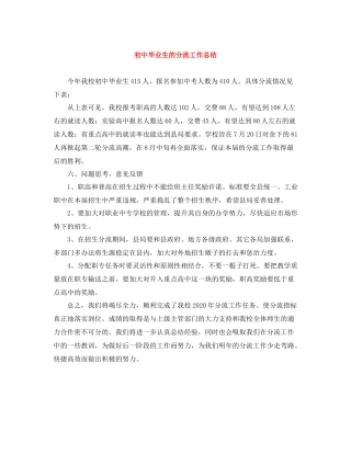 初中毕业生的分流工作总结