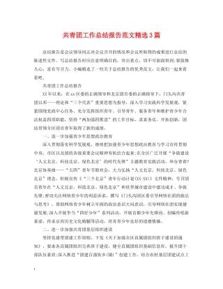 共青团工作总结报告范文精选3篇