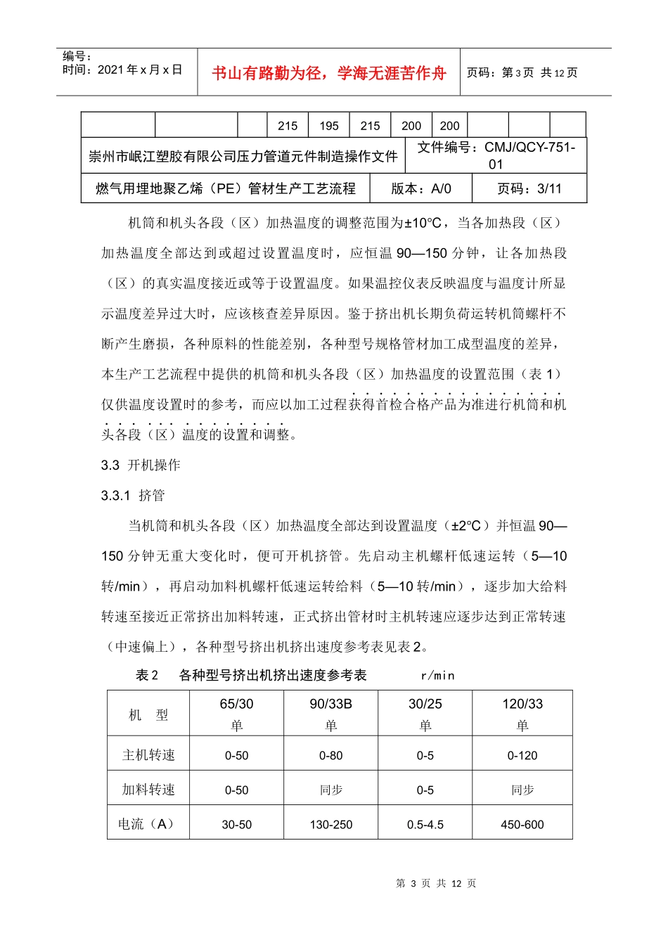 燃气用埋地聚乙烯(PE)管材生产工艺流程_第3页