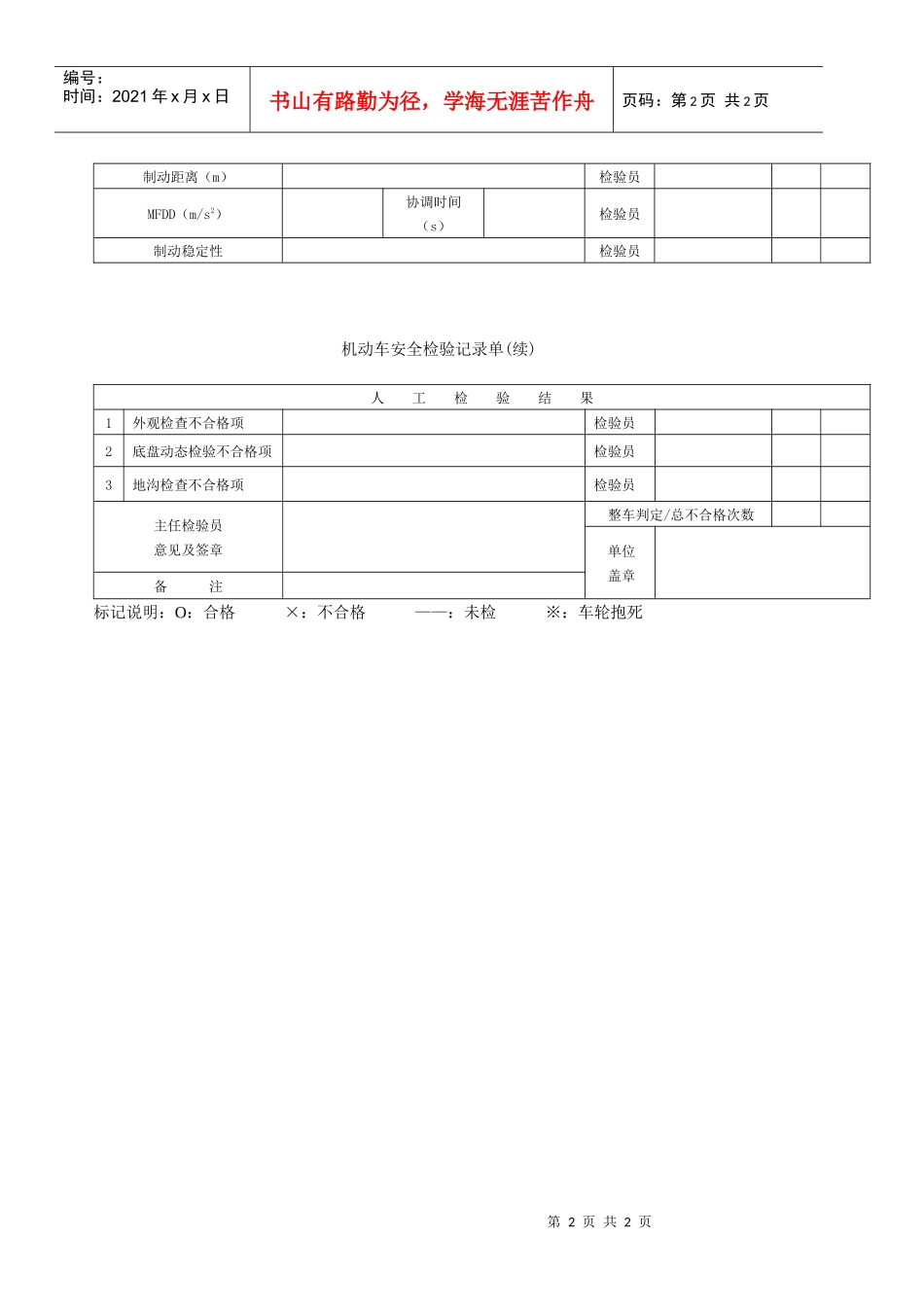 机动车安全检验记录单下载-机动车安全检验记录单_第2页